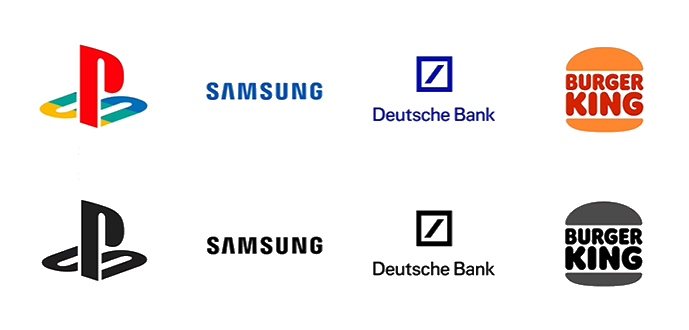 versatile logo examples in colour and black and white